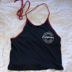 cropped tie back tank top